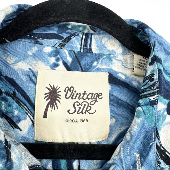 Vintage Silk Circa 1969 Men's‎ Blue Short Sleeve Button Down Shirt XL - Picture 4 of 6